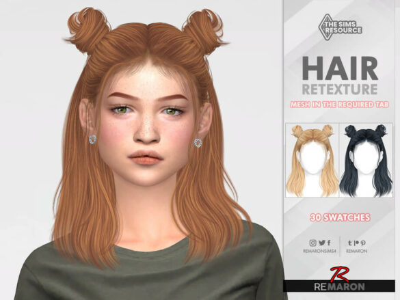 Double-Half Bun LL114 Hair Retexture by remaron at TSR