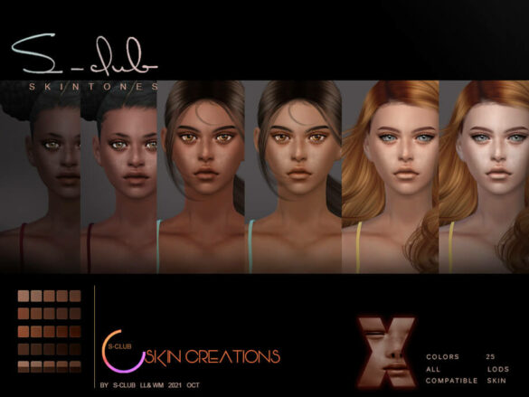 Female Natural Freckles skintones by S-Club at TSR