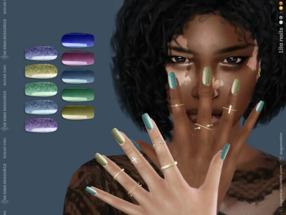 Sims 4 Lila nails by sugar owl at TSR