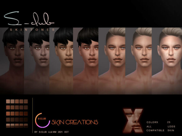 Sims 4 Male Natural Freckles skintones by S-Club at TSR