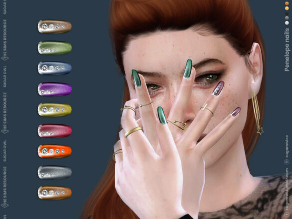 Sims 4 Penelope nails by sugar owl at TSR