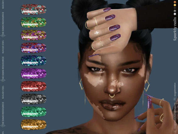 Sims 4 Sparkly nails by sugar owl at TSR