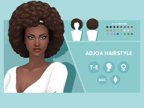 The Sims 4 Adjoa Hairstyle by simcelebrity00