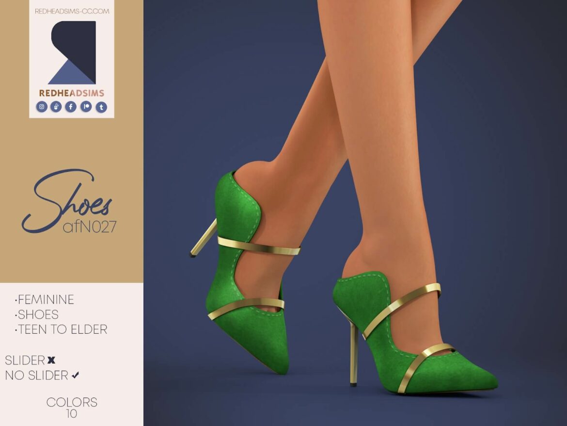 The Sims 4 AF SHOES N027 at REDHEADSIMS