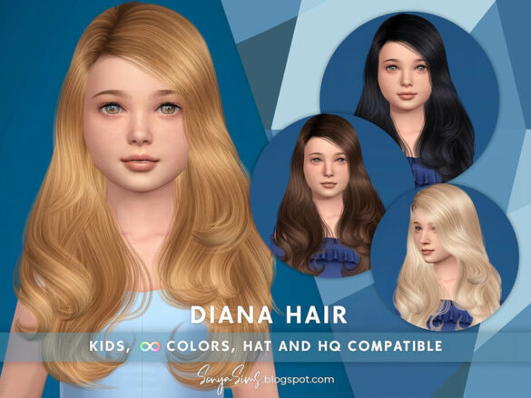 The Sims 4 Diana Hair KIDS by SonyaSimsCC