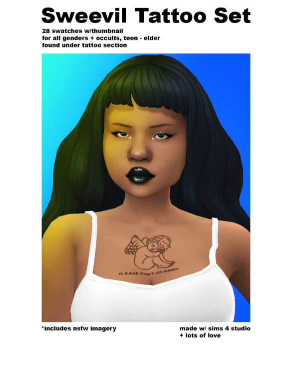 The Sims 4 hi heres some face chest tattoos
