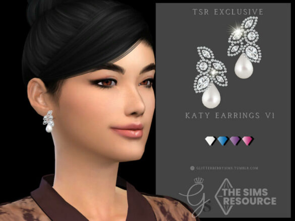 The Sims 4 Katy Earrings V1 by Glitterberryfly at TSR