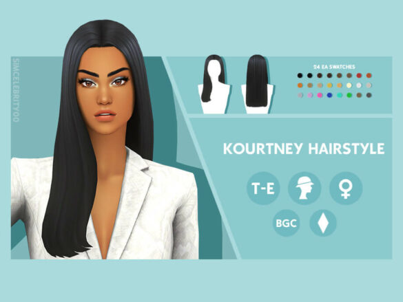 The Sims 4 Kourtney Hairstyle by simcelebrity00