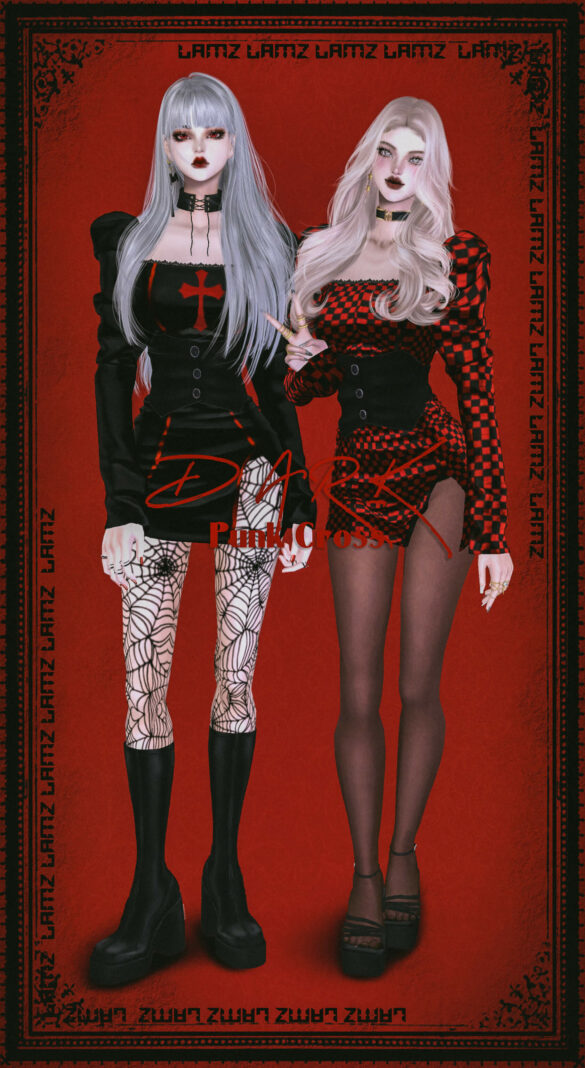 The Sims 4 lamz dark punk cross dress suit 7 swatches