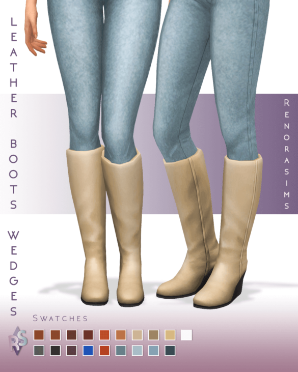 The Sims 4 leather wedges boots