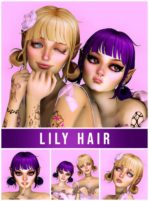 The Sims 4 lily hair happy new year 3 bgc all 24 ea
