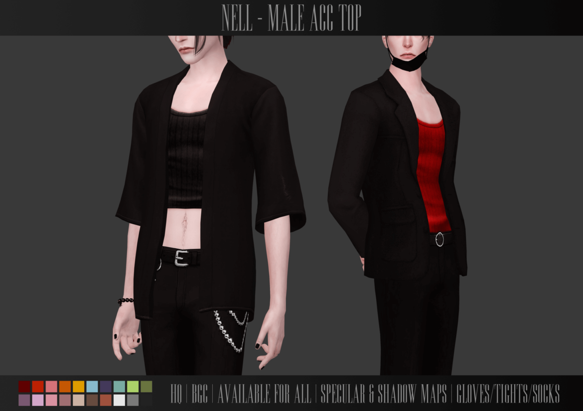 The Sims 4 male acc top hq compatible base game