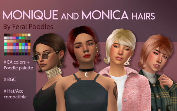 The Sims 4 monique and monica hairs ts4 maxis match cc