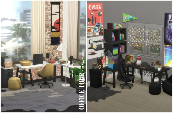 The Sims 4 office tour; 30 new meshes