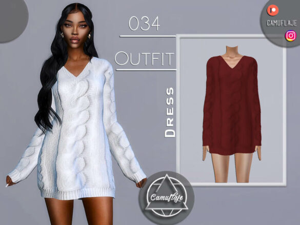 The Sims 4 OUTFIT 034 – Sweater Dress by Camuflaje