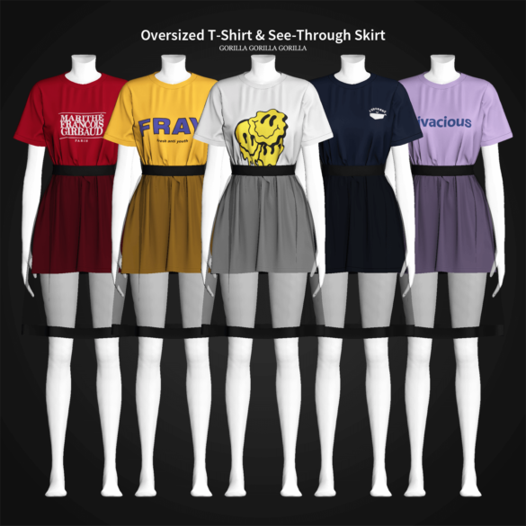 The Sims 4 oversized t shirt see through skirt full body