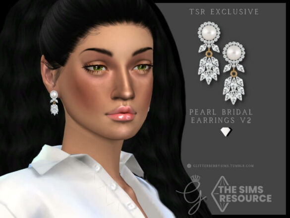 The Sims 4 Pearl Bridal Earrings v2 by Glitterberryfly