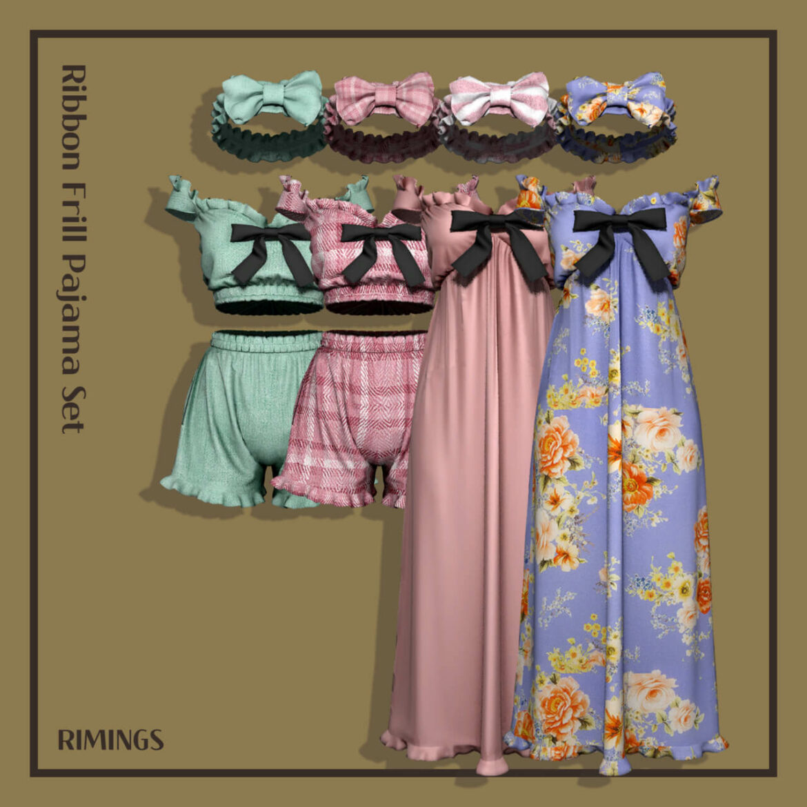 The Sims 4 Ribbon Frill Pajama Set at RIMINGs