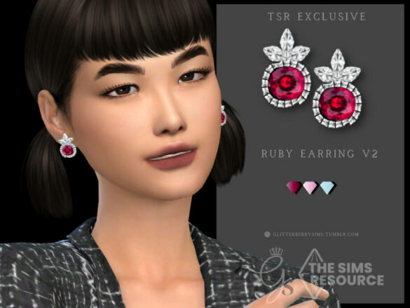 The Sims 4 Ruby Earrings V2 by Glitterberryfly