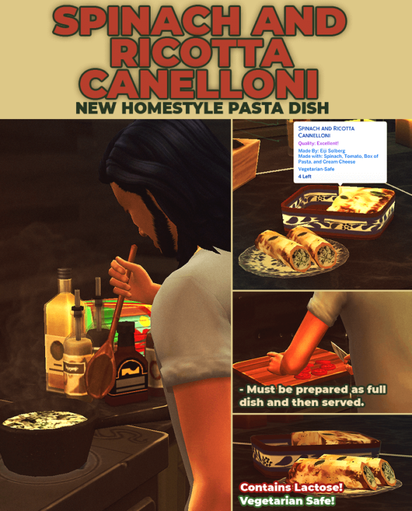 The Sims 4 Spinach & Ricotta Cannelloni