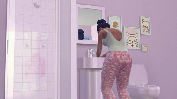 The Sims 4 Strawberry Milk Bathroom Set at KAWAIISTACIE