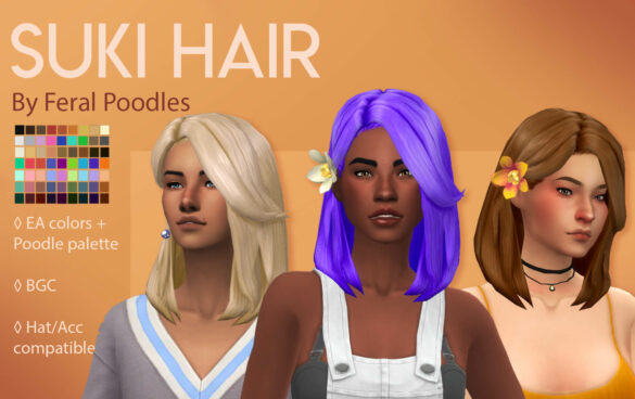 The Sims 4 suki hair ts4 maxis match cc