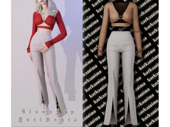 The Sims 4 TIANA TOP/YURI PANTS by korkassims