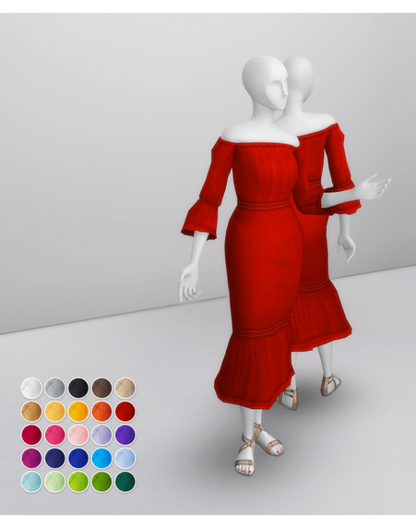 The Sims 4 via off shoulder midi dress 25 color rustys