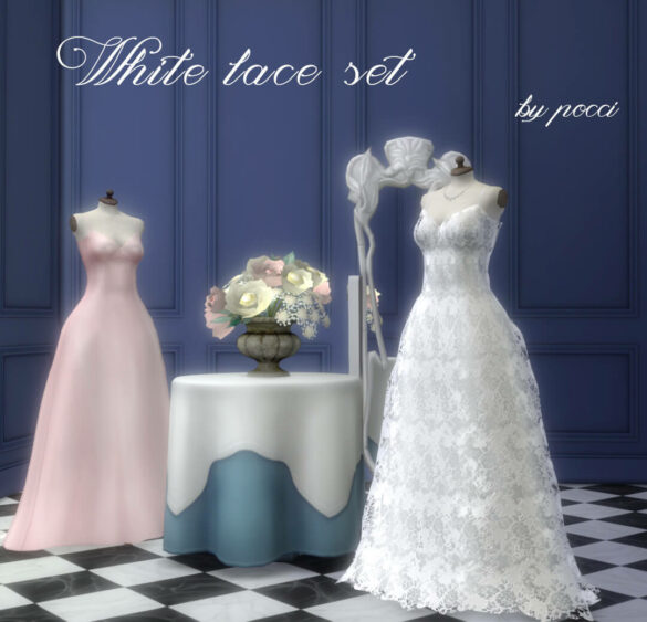 The Sims 4 white lace set for sims 4 by pocci
