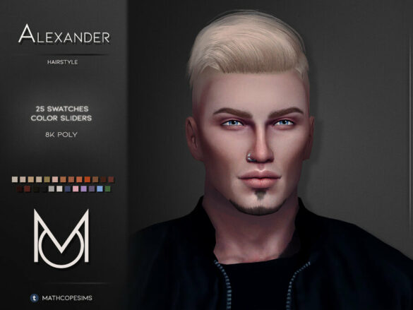 The Sims 4 Alexander Hair by mathcope at TSR