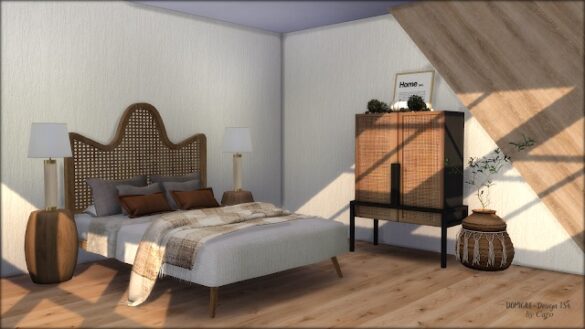 Bed, Blanket, Basket, Sidetable and Dresser
