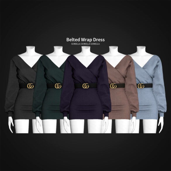 The Sims 4 Belted Wrap Dress at Gorilla