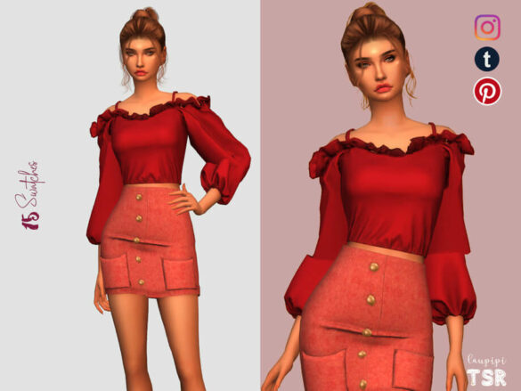 The Sims 4 Blouse – TP451 by laupipi at TSR