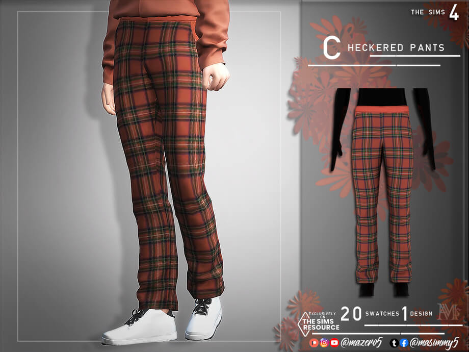 The Sims 4 Checkered Pants by Mazero5 at TSR - CC The Sims