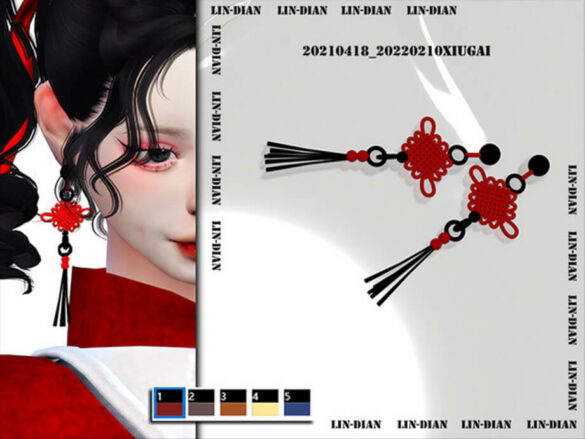 The Sims 4 Chinese knot earrings by LIN_DIAN at TSR