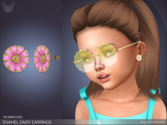 The Sims 4 Enamel Daisy Earrings For Toddlers by feyona