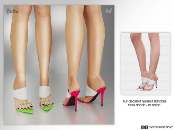 Fur Detailed Heel Sandals S01 by mermaladesimtr at TSR