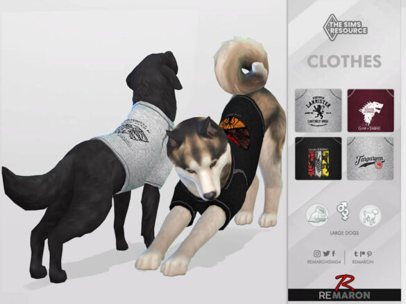 The Sims 4 GOT Shirt 01 for Large Dogs by remaron at TSR