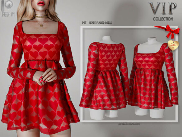 The Sims 4 HEART FLARED DRESS P97 by busra-tr