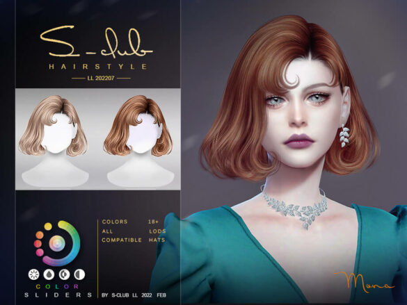The Sims 4 Lovely short curls (Mona) by S-Club at TSR