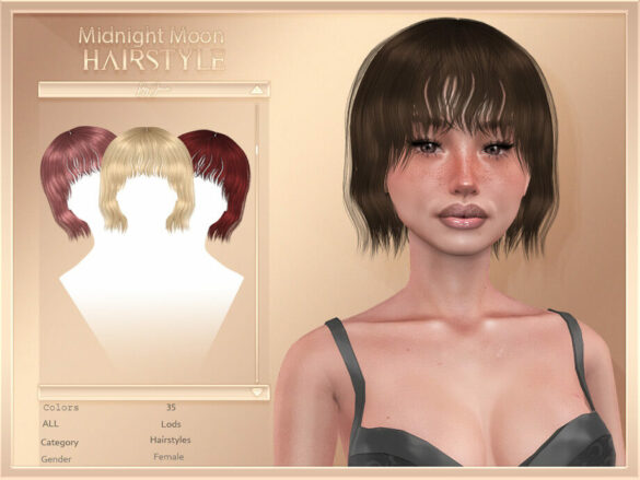 The Sims 4 Midnight Moon (Hairstyle) by JavaSims