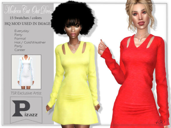 The Sims 4 Modern Cut Out Dress by pizazz at TSR