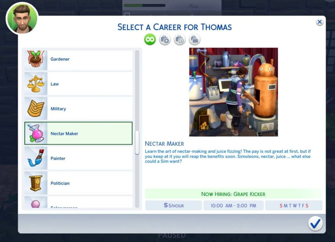 The Sims 4 Nectar Maker Career