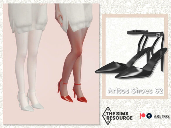 The Sims 4 Pointed leather high heels 62 by Arltos