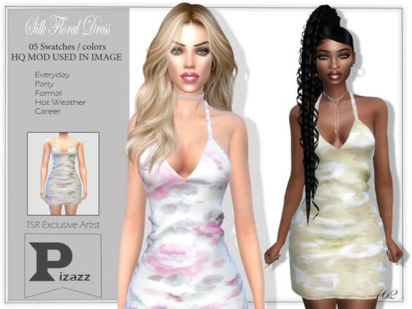 The Sims 4 Silk Floral Dress by pizazz