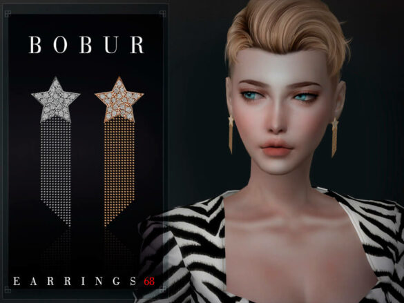 The Sims 4 Star earrings with waterfall chains by Bobur3