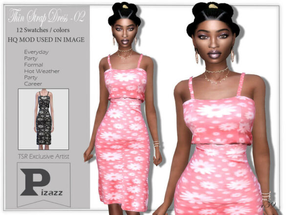 The Sims 4 Thin Strap Dress 02 by pizazz