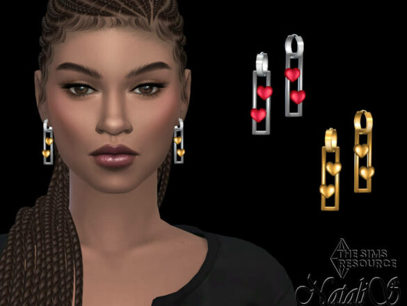 Valentines double heart earrings by NataliS at TSR