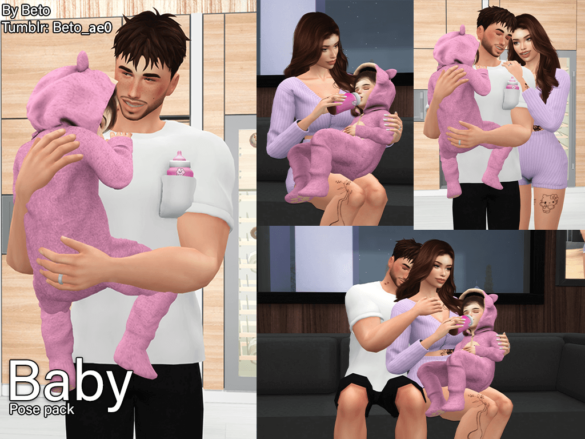 The Sims 4 baby pose pack family poses