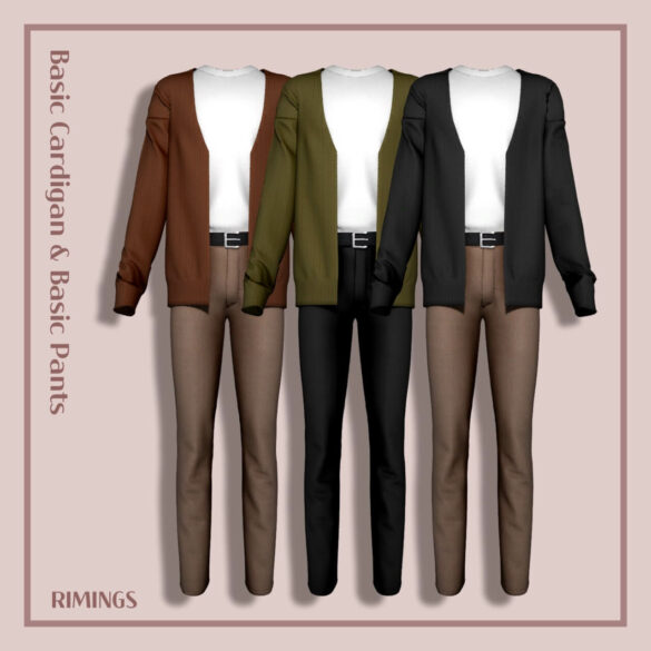 The Sims 4 Basic Cardigan & Basic Pants at RIMINGs